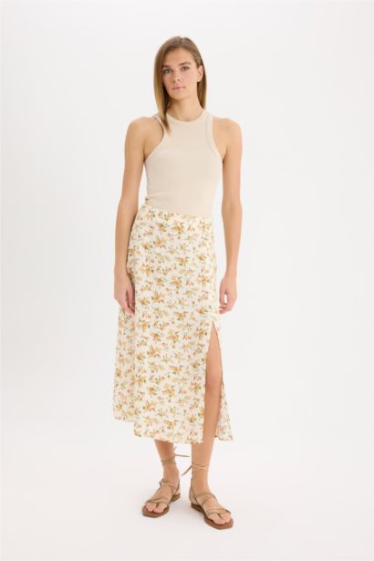 гүлді a сызығы орташа ұзындық Тоқылған юбка