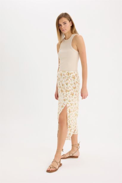 гүлді a сызығы орташа ұзындық Тоқылған юбка