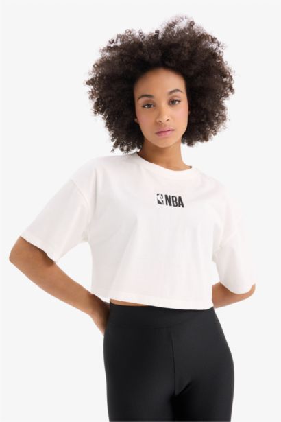 DeFactoFit NBA Wordmark Oversize Fit Embroidery Printed Sports T-Shirt