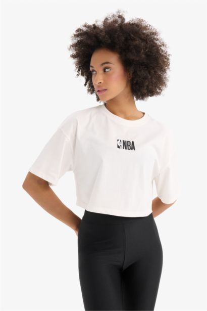 DeFactoFit NBA Wordmark Oversize Fit Embroidery Printed Sports T-Shirt