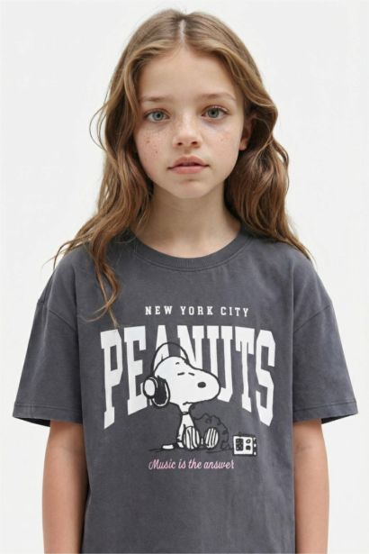 T-shirt Snoopy à col rond et manches courtes pour fille