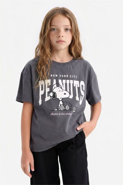 T-shirt Snoopy à col rond et manches courtes pour fille