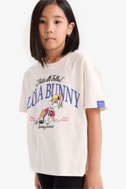 Looney Tunes Relax Fit Bisiklet Yaka Kısa Kollu Tişört Kız Çocuk