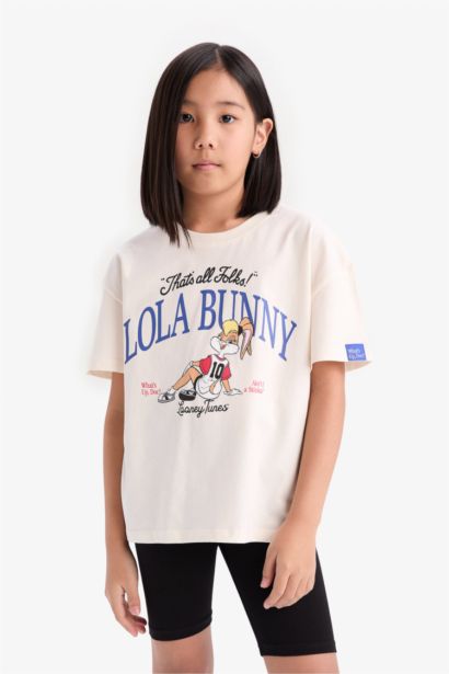 Looney Tunes Relax Fit Bisiklet Yaka Kısa Kollu Tişört Kız Çocuk