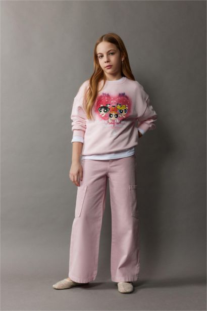 سويت شيرت بنات بطبعة باور باف جيرلز  بقصة مريحة