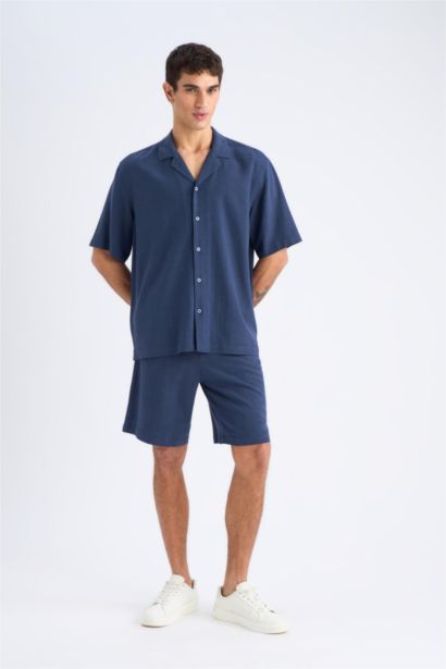 Short en lin mélangé à coupe décontractée