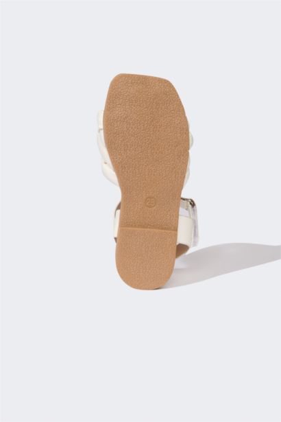 Girl Flat Sole Faux Leather Sandals