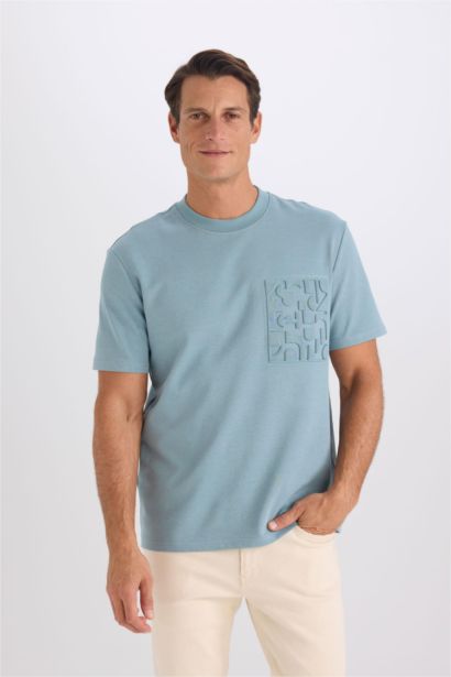 تيشيرت نص كم تقيل قصة عادية برقبة مستديرة