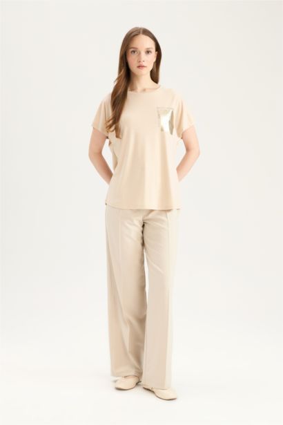 تيشيرت نص ردن بياخة مستديرة