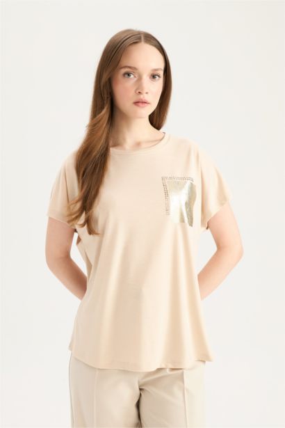 تيشيرت نص ردن بياخة مستديرة