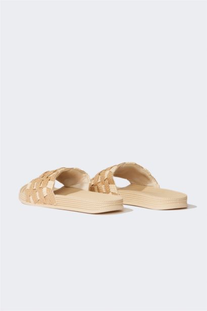 Woman Flat Sole Faux Leather Slippers