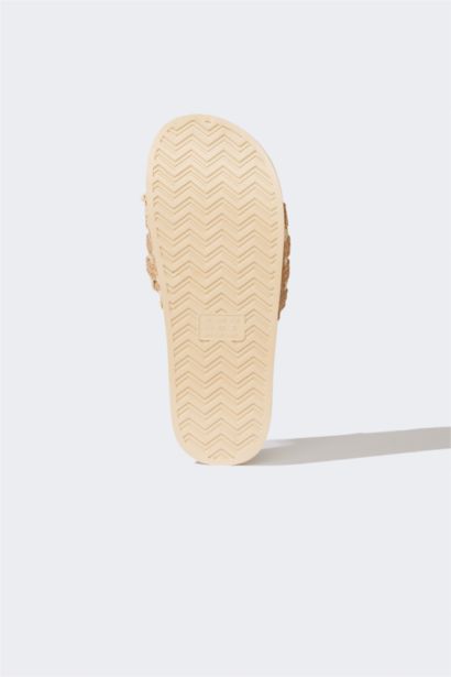 Woman Flat Sole Faux Leather Slippers