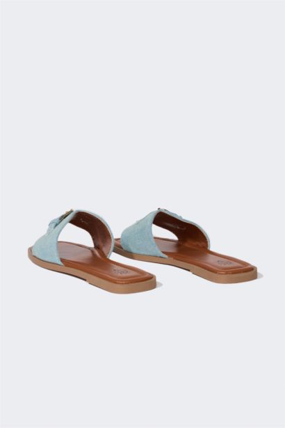 شبشب جينز نسائي بكعب مسطح