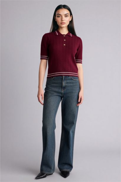 بلوز تريكو قصة عادية بياخة بولو