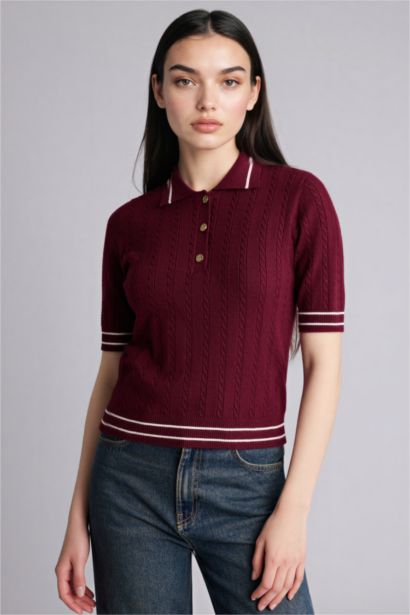 بلوز تريكو قصة عادية بياخة بولو