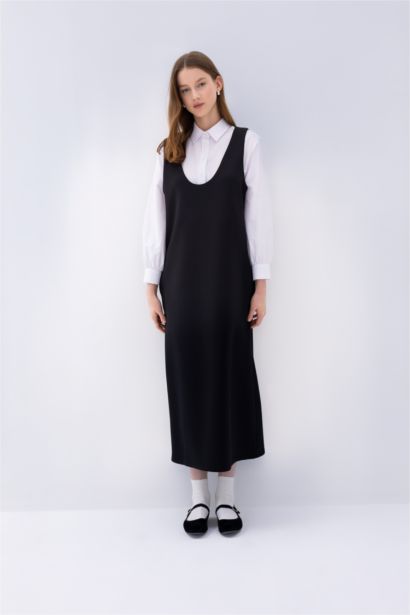 Relax Fit Crew Neck Scuba Fabric Dress