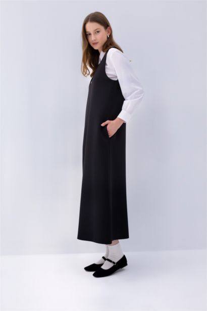 Relax Fit Crew Neck Scuba Fabric Dress