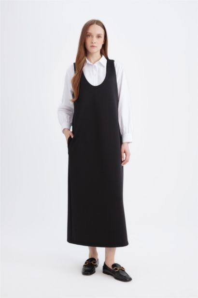 Relax Fit Crew Neck Scuba Fabric Dress