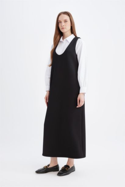 Relax Fit Crew Neck Scuba Fabric Dress