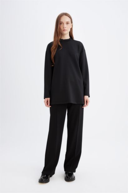 Relax Fit Skuba Dalgıç Kumaş Uzun Kollu Tunik