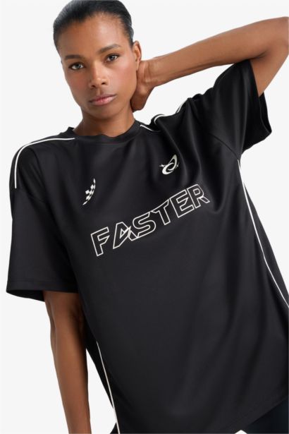 DeFactoFit Oversize Fit Crew Neck Printed Sports T-Shirt