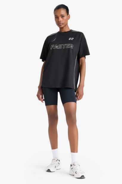 DeFactoFit Oversize Fit Crew Neck Printed Sports T-Shirt