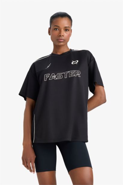 DeFactoFit Oversize Fit Crew Neck Printed Sports T-Shirt