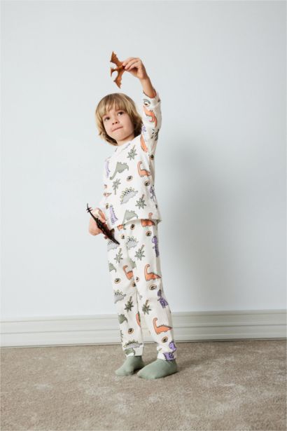 Baby Boy Dinosaur Printed Top Bottom 2 Piece Pajama Set