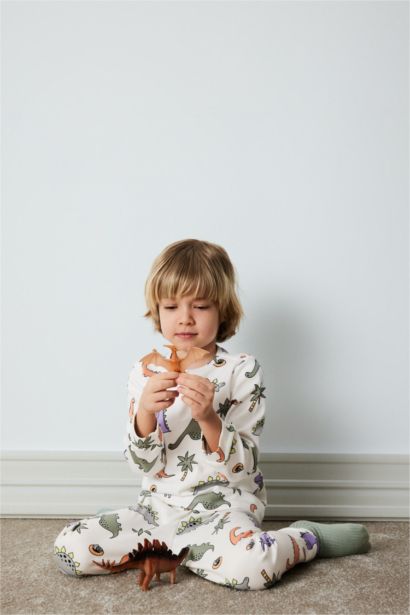 Baby Boy Dinosaur Printed Top Bottom 2 Piece Pajama Set