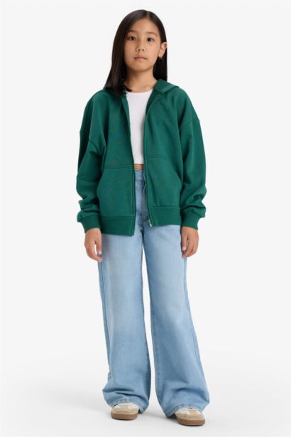 Girl Basic Pocket Zippered Hoodie