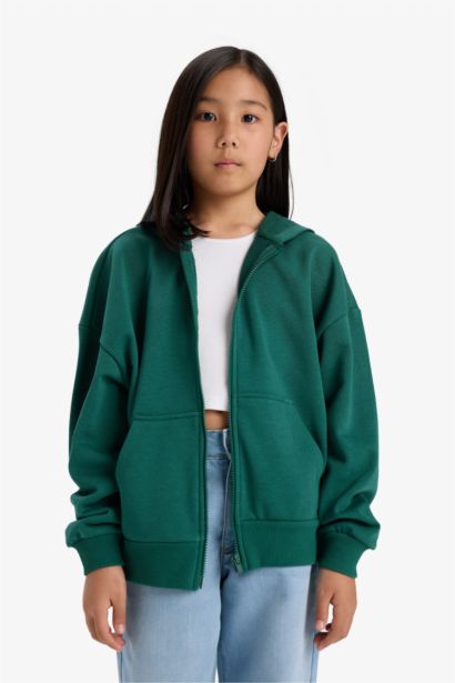 Girl Basic Pocket Zippered Hoodie