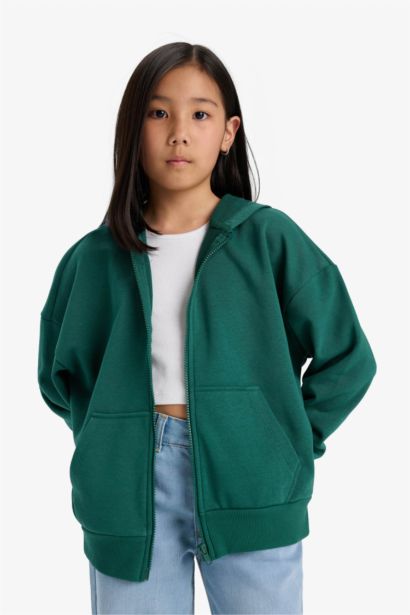 Girl Basic Pocket Zippered Hoodie