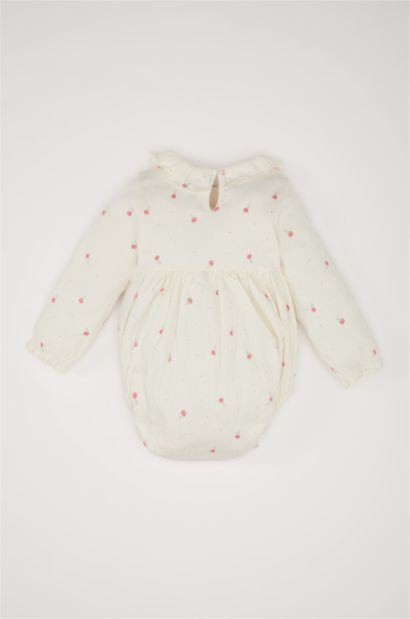 Body fleuri à manches longues et boutons-pression pour bébé fille