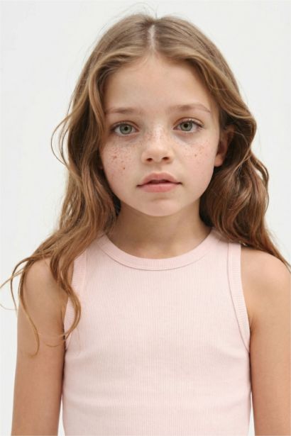 Bisiklet Yaka Basic Düz Atlet Kız Çocuk