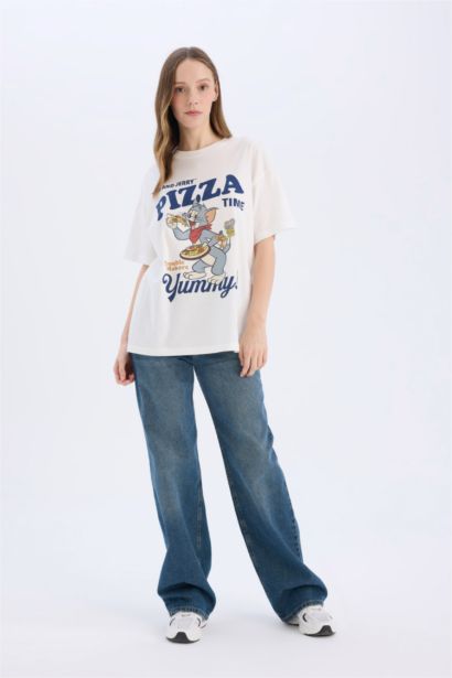 %100 Pamuk Tom & Jerry Oversıze Tişört