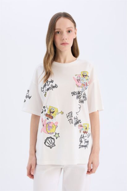 SpongeBob Oversize Fit Printed Short Sleeve T-shirt