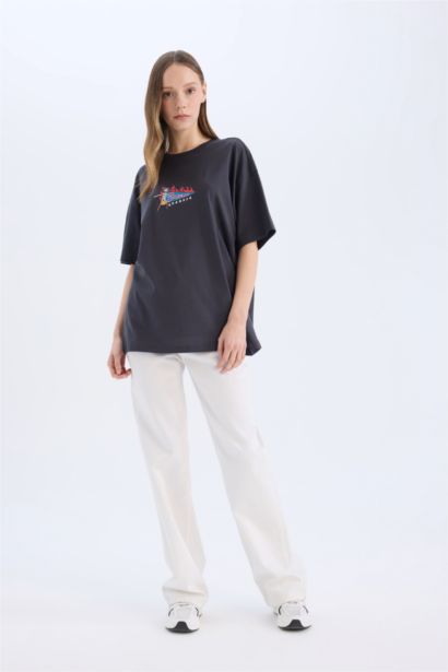 %100 Pamuk Rick and Morty Oversıze Sırt Baskılı Tişört