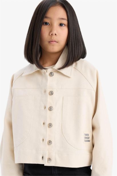 Crop Pamuklu Uzun Kollu Gömlek Ceket Kız Çocuk