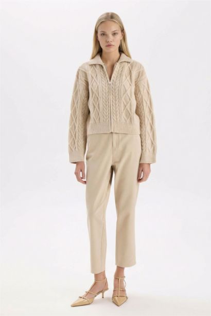 Regular Fit Polo Yaka Fermuarlı Triko Hırka