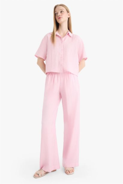 Wide Leg Normal Waist Striped Trousers