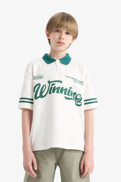 Поло футболка с коротким рукавом оверсайз для мальчиков