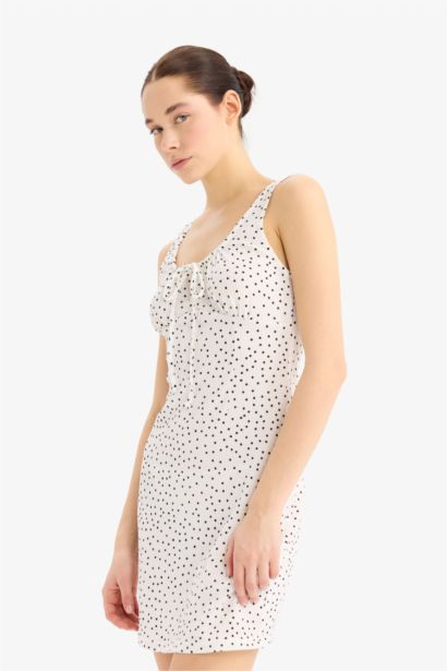 Bodycon U Collar Polka Dot Mini Dress