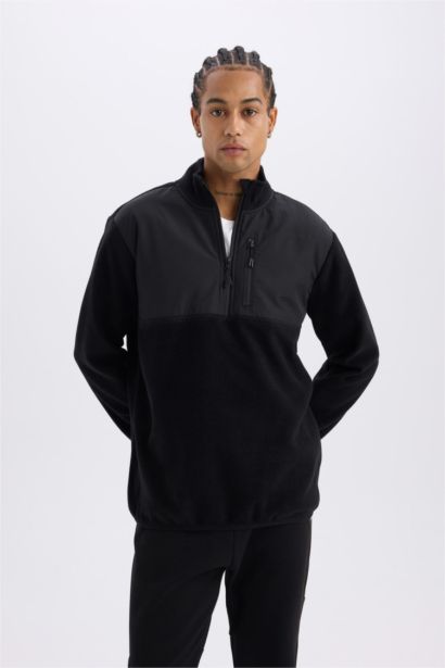 DeFactoFit Standard Fit Stand Collar Polar Sports Sweatshirt