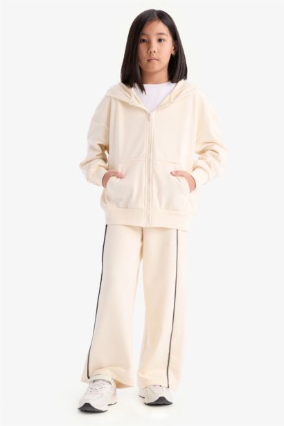 Wide Leg Beli Lastikli Geniş Bol Paça Eşofman Altı Kız Çocuk