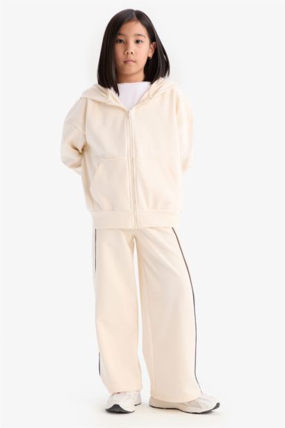 Wide Leg Beli Lastikli Geniş Bol Paça Eşofman Altı Kız Çocuk