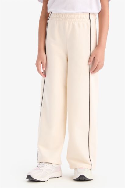 Wide Leg Beli Lastikli Geniş Bol Paça Eşofman Altı Kız Çocuk