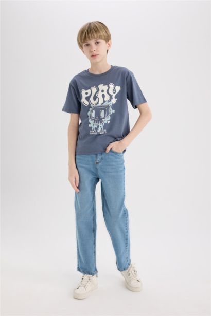 T-shirt imprimé à col rond et manches courtes