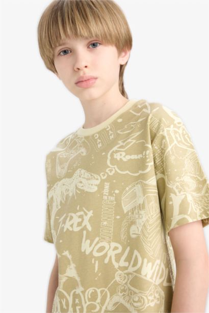 Boy Crew Neck Patterned Short Sleeve T-Shirt
