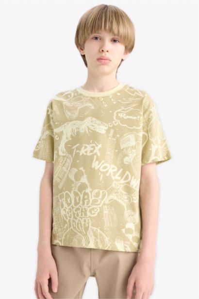 Boy Crew Neck Patterned Short Sleeve T-Shirt