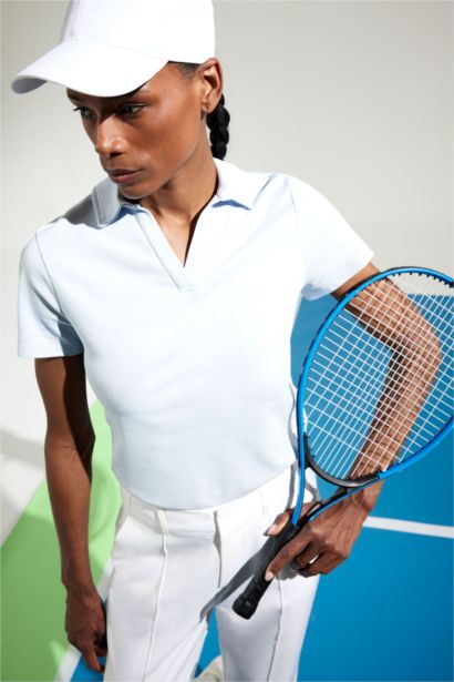 Slim Fit Polo Collar Printed Short Sleeve Sports T-Shirt